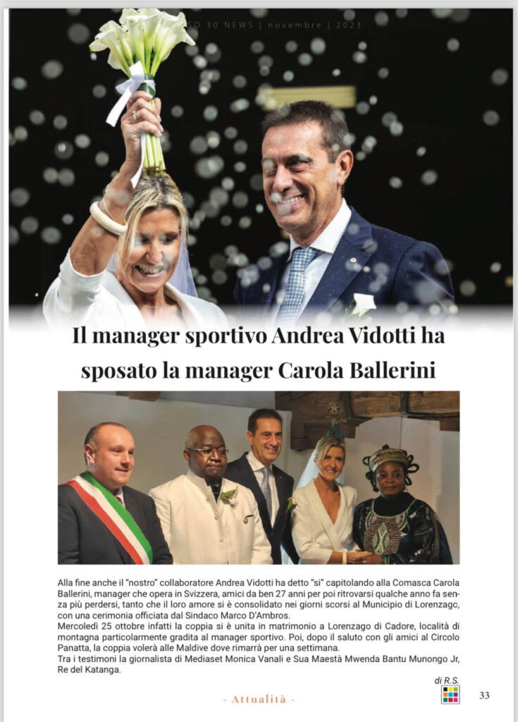 Il manager sportivo Andrea Vidotti ha sposato la manager Carola Ballerini